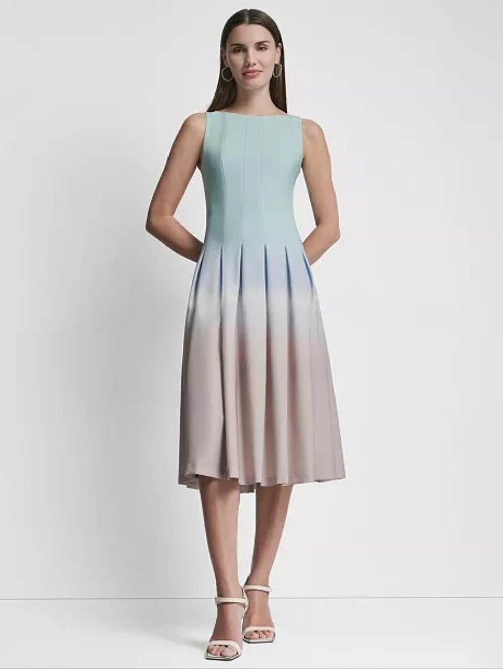 NWT DKNY Ombre Pleated Fit & Flare Midi Dress Size 20W - Picture 3 of 6